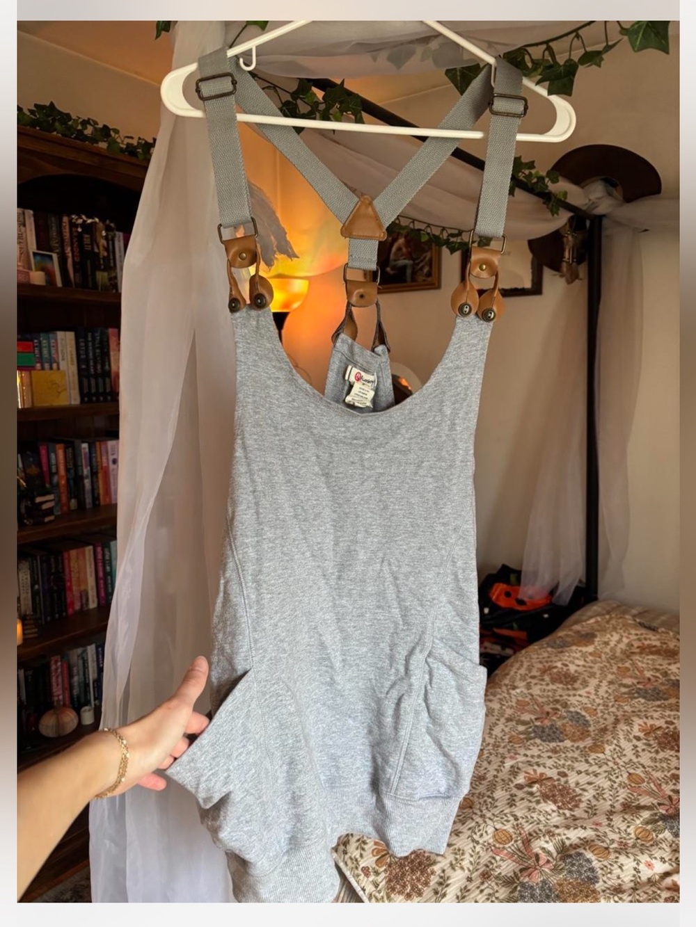 Olsenboye Light Gray Cotton Romper with Adjustable Straps